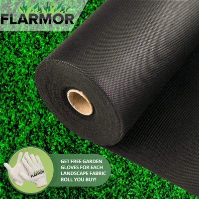 FLARMOR Pro Garden Landscape Fabric Heavy Duty French Cloth Ground Cover One Roll 4x50 ft 2.4 oz 